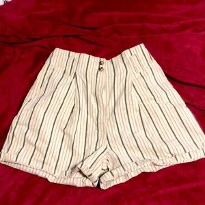 Pinstripe paper bag shorts